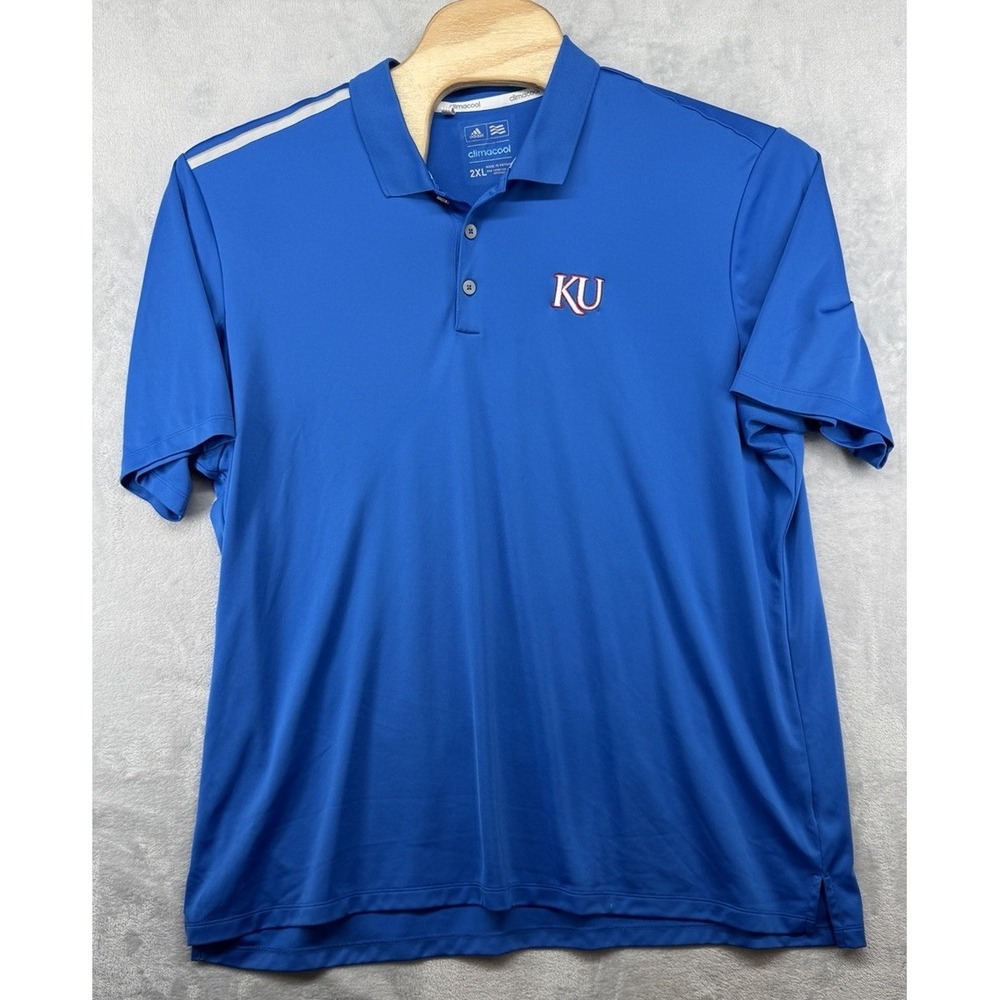 Adidas Climate Climacool Kansas Jayhawks Golf Polo Shirt Blue Men's Size 2XL